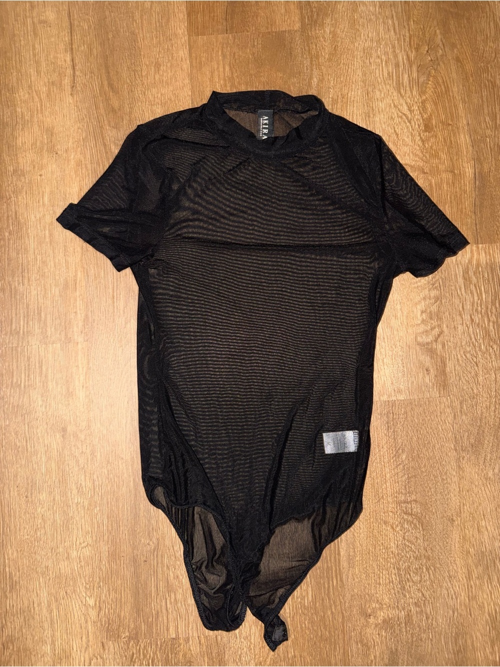 AKIRA Black Sheer Mesh Bodysuit